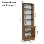 Kit Gabinete Bajo 2 Puertas y Vitrina 70 cm Marrón/Blanco Glamy Madesa