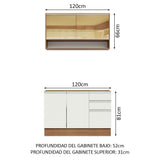 Cocina Compacta 120cm Blanco/Marrón Glamy 02