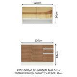 Cocina Compacta 120cm sin Fregadero Marrón/Blanco Glamy 02
