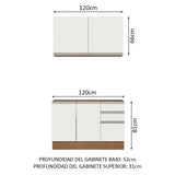 Cocina Compacta 120cm Marrón/Blanco Glamy 03