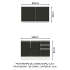 Cocina Compacta 120 cm Blanco/Negro Glamy Madesa