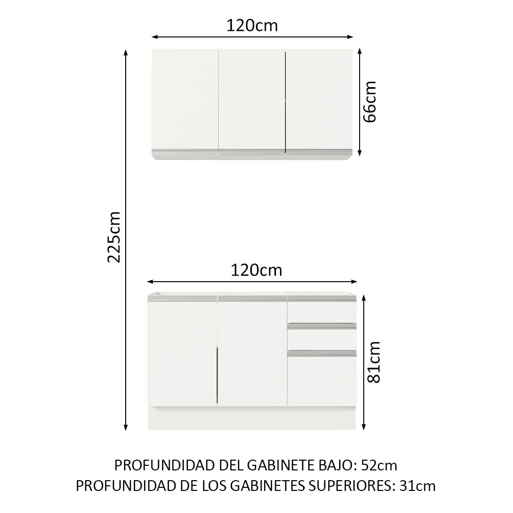 Cocina Compacta 120cm con Fregadero Blanco Glamy 04