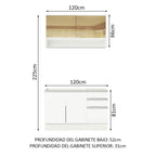 Cocina Compacta 120 cm Con Fregadero Blanco Glamy Madesa