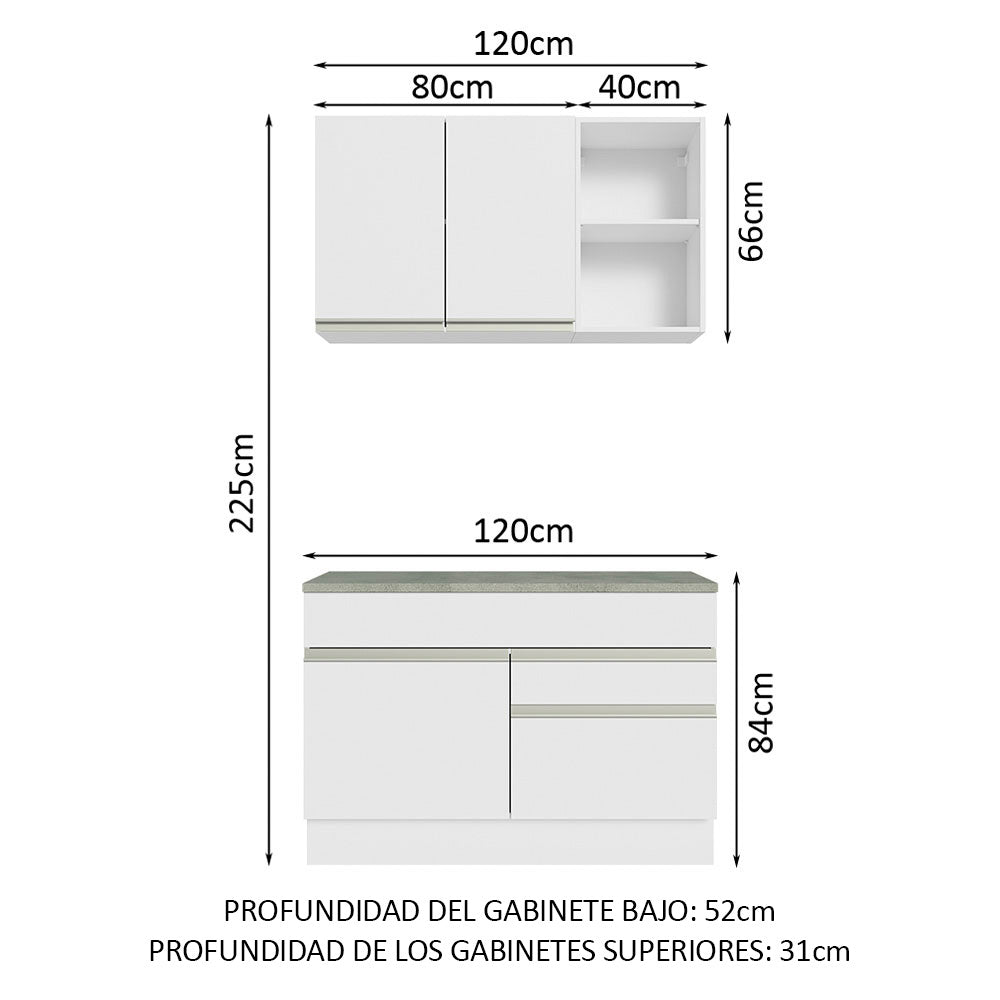 Cocina Compacta 120cm Blanco con Encimera Glamy 08