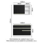 Cocina Compacta 120 cm Blanco/Negro Glamy Madesa