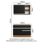 Cocina Compacta 120 cm Marrón/Negro Glamy Madesa