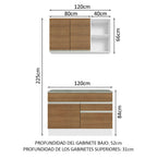 Cocina Compacta 120 cm Blanco/Marrón Glamy Madesa