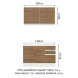 Cocina Compacta 120cm con Fregadero Blanco/Marrón Glamy 09
