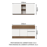 Cocina Integral 150cm Marrón/Blanco con Encimera Glamy  01