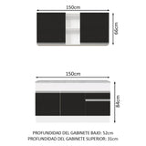 Cocina Integral 150cm con Encimera Glamy Blanco/Negro 01