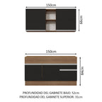 Cocina Compacta 150 cm Marrón/Negro Glamy Madesa