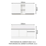 Cocina Compacta 150cm Blanco Glamy 02