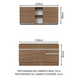 Cocina Compacta 150cm Marrón Glamy 02