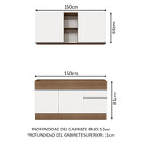 Cocina Compacta 150cm Marrón/Blanco Glamy 02