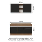 Cocina Compacta 150 cm Marrón/Negro Glamy Madesa