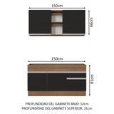 Cocina Compacta 150cm Glamy Marrón/Negro 02