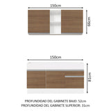 Cocina Compacta 150cm Blanco/Marrón Glamy 02
