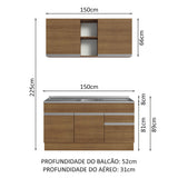 Cocina Integral con Tarja 150cm Marrón Glamy 03