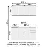Cocina Compacta 160cm sin Fregadero Blanco Glamy 01