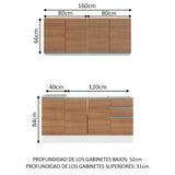 Cocina Compacta 160cm Blanco/Marrón Glamy 01