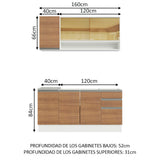 Cocina Compacta 160cm sin Fregadero Blanco/Marrón Glamy 02