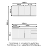 Cocina Compacta 160cm con Fregadero Blanco Glamy 03