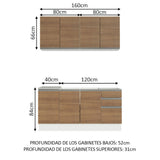 Cocina Compacta 160cm con Fregadero Blanco/Marrón Glamy 03