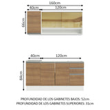 Cocina Compacta 160cm con Fregadero Blanco/Marrón Glamy 04