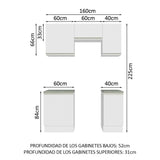 Cocina Compacta 160cm Blanco Glamy 07