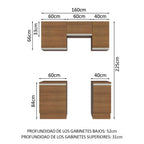 Cocina Compacta 160 cm Marrón Glamy Madesa