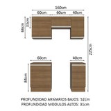 Cocina Compacta 160cm Marrón Glamy 07