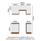 Cocina Compacta 160 cm Marrón/Blanco Glamy Madesa