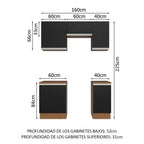 Cocina Compacta 160 cm Marrón/Negro Glamy Madesa