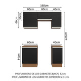 Cocina Compacta 160cm Marrón/Negro Glamy 07