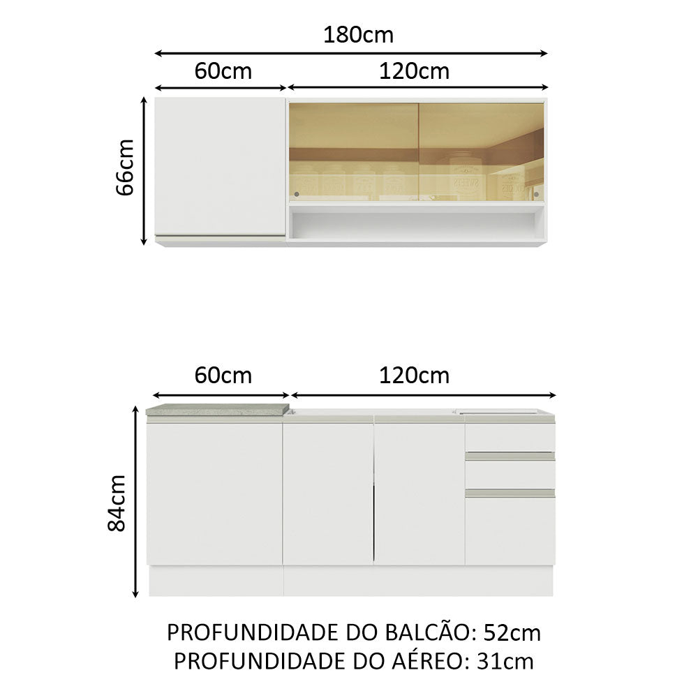 Cocina Compacta 180cm Blanco Glamy Madesa 06