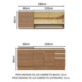 Cocina Compacta 180cm Marrón Glamy 06