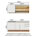 Cocina Compacta 180cm Marrón/Blanco Glamy 06