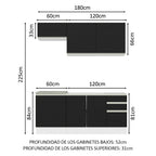 Cocina Compacta 180 cm Blanco/Negro Glamy Madesa