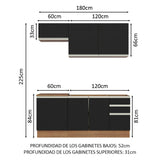 Cocina Compacta 180cm Marrón/Negro Glamy 07