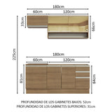 Cocina Compacta 180cm Marrón Glamy 08