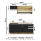 Cocina Compacta 180 cm Marrón/Negro Glamy Madesa