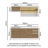 Cocina Compacta 180cm Blanco/Marrón Glamy 08
