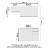 Cocina Compacta 180cm sin Fregadero Blanco Glamy 09