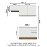 Cocina Compacta 180cm sin Fregadero Marrón/Blanco Glamy 09