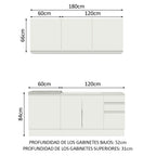 Cocina Compacta 180 cm Con Fregadero Blanco Glamy Madesa