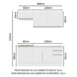 Cocina Compacta 180cm con Fregadero Blanco Glamy 11