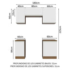 Cocina Compacta 180 cm Marrón/Blanco Glamy Madesa