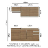 Cocina Integral con Fregadero 180cm Glamy 13 Marrón