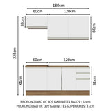 Cocina Integral con Fregadero 180cm Glamy 13 Marrón/Blanco