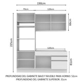 Cocina Integral 190cm Blanco Glamy 04